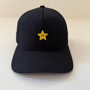 Black Super Mario Bros Super Star Patch Adjustable Trucker Hat